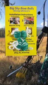 Big Sky Bow Balls Bow String Silencers -(Green & White) Longbow, Recurve Bow - Picture 1 of 3