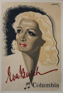 "Eva BUSCH /  COLUMBIA" Affiche originale entoilée (Litho ANDRÉ 1941) - Picture 1 of 1