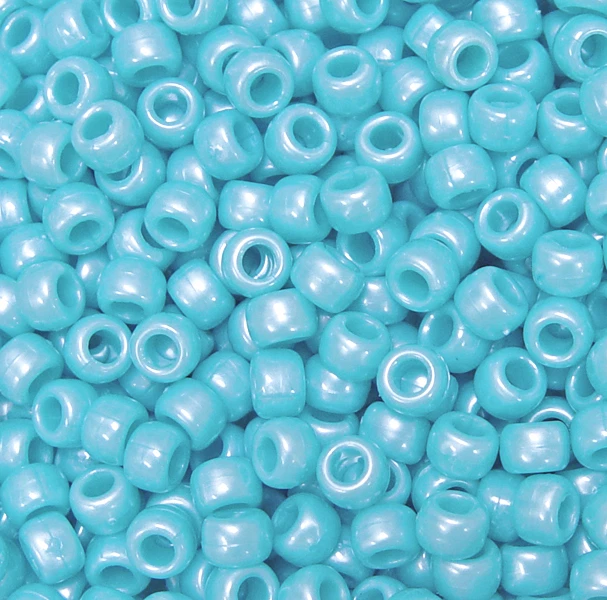 Pearl Baby Blue 9x6mm Pony Beads 500pc school crafts hair kandi jewelry USA Made Foto 1 de 1