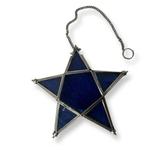 Moroccan Hanging Star Lantern Tea Light Holder Colour Blue - Picture 1 of 8