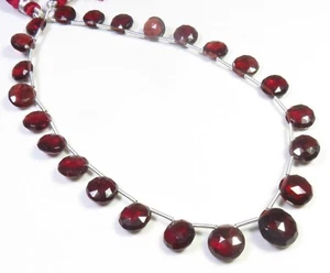 AAA+ Naturale Rosso Mozambico Granato Sfaccettato Moneta Perline 8-11mm 10 " - Foto 1 di 9