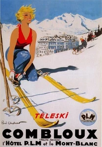 Póster de esquí vintage COMBLOUX TELESKI - Imagen 1 de 1