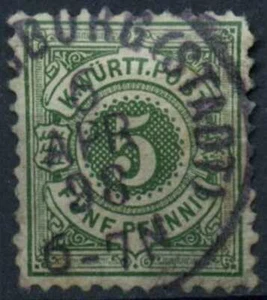 Wurttemberg 1890-4 SG#127, 5pf Green Used #E17410 - Picture 1 of 1