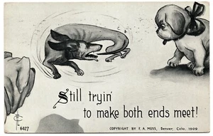 Still Tryin to make both ends meet F.A. Moss Vintage Comic Postcard 1909 Denver - Picture 1 of 2