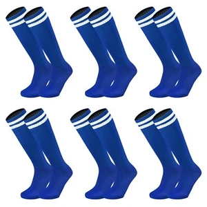 6 Pairs Kids Youth Soccer Socks Solid Striped Knee High Tube Football Sports ... - Picture 1 of 7
