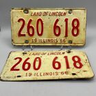 Illinois 1966 Vintage PAIR License Plate Front/Rear Tag Pickup Man Cave Garage