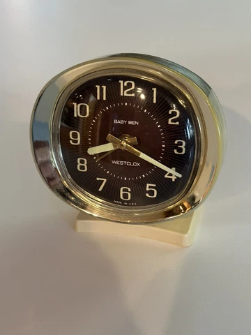 Westclox Baby Ben Vintage Alarm Clock Cream Gold Tone WORKS LUMINOUS⏰️ Cover