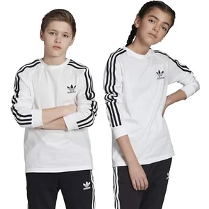adidas Originals Unisex Little Kids 3-Stripes Tee White/Black XS (6-7)- NWT - Picture 1 of 4
