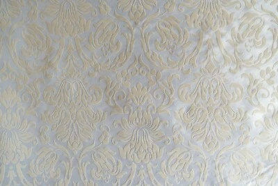 Tecido de estofamento brocado flocado champanhe vintage por jarda - Imagem 1 de 4