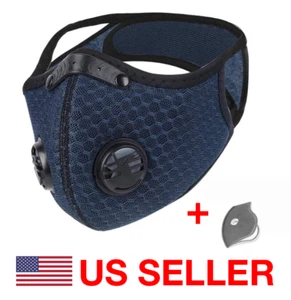 Four (4) Cycling Face Masks With Active Carbon Filter Breathing Valves Reusable - Picture 1 of 9