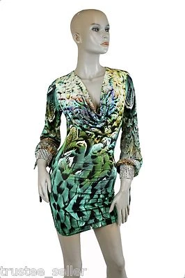 Sexy Vestido Sky Brand Moda Mujeres Pavo Real ceñido al cuerpo Manga Larga con Puños de Cristal Foto 1 de 4