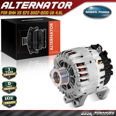 Nuevo Alternador para BMW X5 2007-2010 V8 4.8L 230 Amp 12 Voltios CW Polea de 7 Ranuras Foto 1 de 4