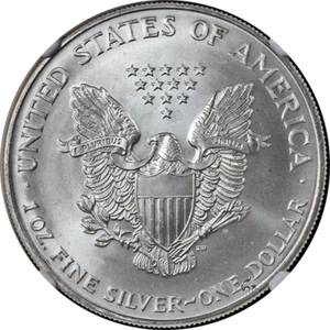 1995 Silver American Eagle $1 NGC MS68 ERROR - Reverse Struck Thru - Picture 1 of 4