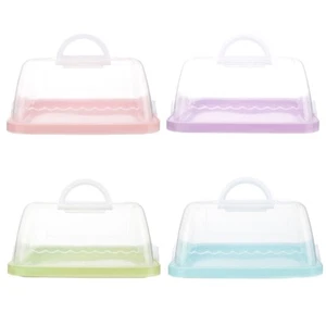 Portable Plastic Square Cake Box Cupcake Dessert Container for Case Handheld for - Picture 1 of 12