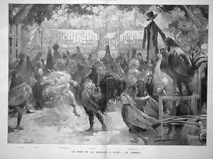 PHOTOGRAVURE LE JOUR DE LA PINTADE 3ème ACTE LE COMBAT - SIGNÉ LÉON FAURET - Foto 1 di 1