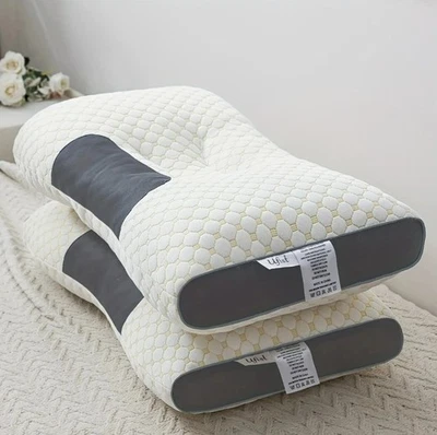 UFIST 2pcs Soft Knitted Massage Cervical Orthopedic Neck Pillow White/Grey  - Image 1 of 4