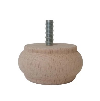 PIEDE PIEDINO LEGNO GREZZO NATURALE H. MM 40 X Ø 75 CON BULLONE H. MM 30 X M10 - Immagine 1 di 4