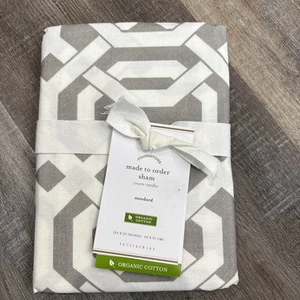 2 Pottery Barn Terri Euro Sham Trellis Geometric Gray White Modern 26x26” - Picture 1 of 4