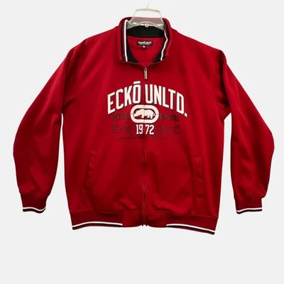 Chaqueta deportiva vintage Y2K Ecko Unltd para hombre XXL roja cremallera completa ropa de calle patín urbano Foto 1 de 4