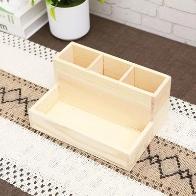 Wooden Nail Art Brush Box Cosmetic Storage Case Jewelry Container - Image 1 of 4