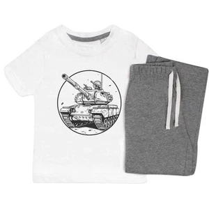 'Army Tank in Circle Frame' Kids Nightwear / Pyjama Set (KP047188) - Picture 1 of 10