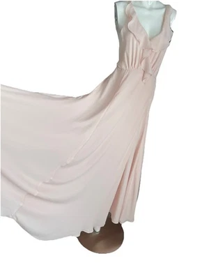 Kendall & Kylie Ruffle Wrap Maxi Dress V Plunge Sz M Light Peach Very Flowy - Image 1 of 4