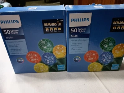 Lot 2 Boxes Philips Christmas LED Multicolor Sphere Lights Indoor Outdoor Globes - Image 1 of 4