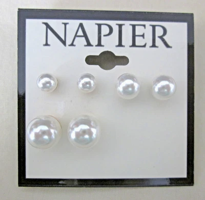 NAPIER 3 пары новый пирсинг серьги искусственного жемчуга золотистый запонки комфорт пост EXC - Изображение 1 из 4