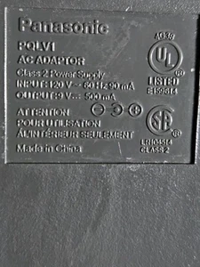 Panasonic PQLV1 AC Power Supply Adapter Charger Input 120V Output 9V 500ma OEM - Picture 1 of 2