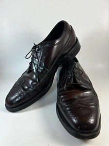 Herren Eleganter Schuh 9,5 D Burgunderrot Florsheim Brogue Budapester Langflügel Vintage 30831 - Bild 1 von 7