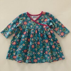 Zutano Baby Girl 12 Months Floral Turquoises Dress Long Sleeve Cotton