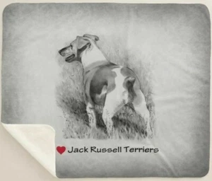 I Love Jack Russell Terrier Dog Pencil Art Sherpa Fleece Throw Blanket  - Picture 1 of 6