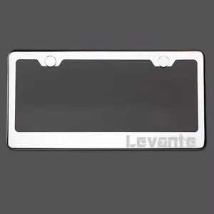 Mirror Chrome License Plate Frame Levante Laser Engraved Metal Screw Cap - Bild 1 von 8