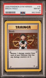 2000 Pokemon Gym Heroes Unlimited #15 Brock HOLO RARE PSA 8 NM-MT - Picture 1 of 2
