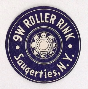 9W Rollbahn Saugerties NY 1940er Jahre Rollschuh Etikett 3" - Bild 1 von 2