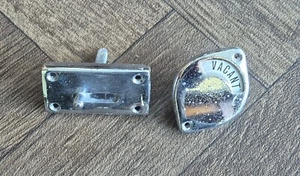 Vintage Chrome Toilet Door Lock Sliding Bolt Indicator (Reclaimed, Salvage) - Picture 1 of 5