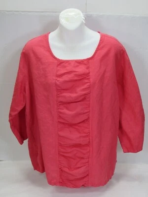 Lo último Camisa Algodón Para Mujer L [ 46 Busto 24L] Coral Lino Mezcla Boho Campesino Foto 1 de 4