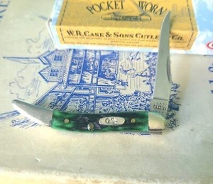 CASE XX POCKET WORN BERMUDA GREEN JIGGED BONE KINFE ORIG. BOX #31890 - Picture 1 of 10