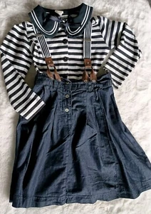 Jottum Of Paris Girls Size 6 Suspender Dress And Striped Top - Picture 1 of 12