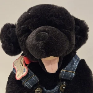 Costruisci un Orso Nero Labrador Laboratorio Cane Collare Rosso Salopette Peluche Peluche - Foto 1 di 12