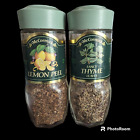 LEMON PEEL & THYME LEAVES Vintage McCormick Spice Jar Bottles Sage Green Lid EXP