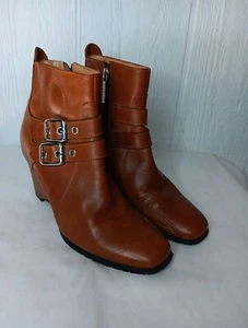 Hella Vintage 90s Motorcycle Riding Ankle Boots Women 7 Icon Moto Brown FLAW - Picture 1 of 15