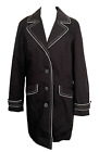 NWT Dennis Basso Black Coat Jacket Size Medium Black White Trim Detail Pockets