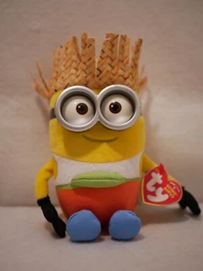 TY Despicable Me 3 8" Tourist Minion Dave 8" felpa amarilla con sombrero de paja - Imagen 1 de 6