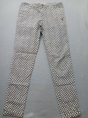 Maison Scotch Women Pants 4 Ivory Black Geo Slim Straight Cotton Blend - Image 1 of 4