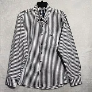Captain Corsaire Mens Button Shirt Blue Check Large 44 Cotton Long Sleeve Collar - Picture 1 of 11