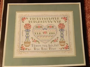 1991 De colección True Love Sampler 18 x15 Kit de punto de cruz contado Rollos florales - Imagen 1 de 3