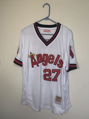 Mike Trout California Angels Men's Cooperstown Home White Throwback Jersey Cover