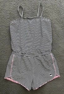 Abercrombie Kids Pool To Play Romper Girls 11/12 Blue Striped One-Piece Swimsuit - Picture 1 of 20