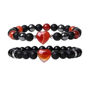 Couple Bracelets for Women Men Gemstone Love Heart Crystal Frinedship Jewelry - Picture 1 of 21
